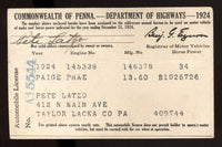 LATZO, PETE SIGNED DRIVERS LICENSE (1924)