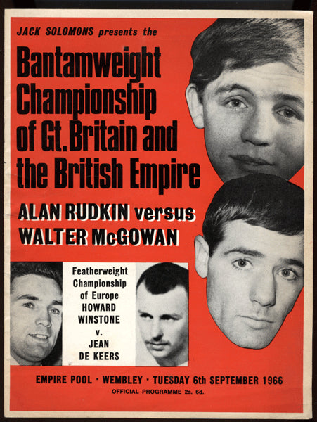 RUDKIN, ALAN-WALTER MCGOWAN OFFICIAL PROGRAM (1966) – JO Sports Inc.