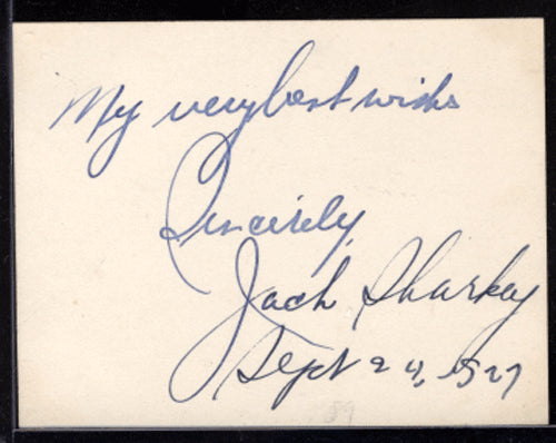 SHARKEY, JACK INK SIGNATURE (1927)