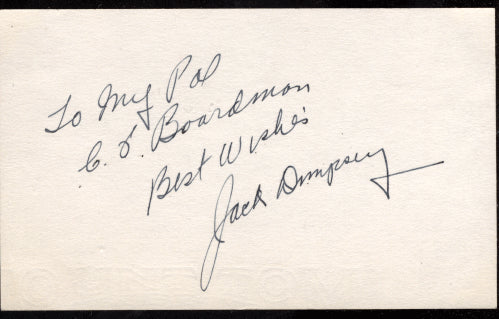 DEMPSEY, JACK INK SIGNED INDEX CARD