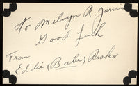 RISKO, EDDIE "BABE" SIGNED INDEX CARD