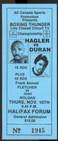 Hagler,Marvin Full Closed Circuit Ticket Against Duran 1983