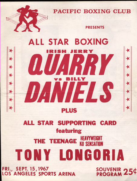 QUARRY, JERRY-BILLY DANIELS OFFICIAL PROGRAM (1967)