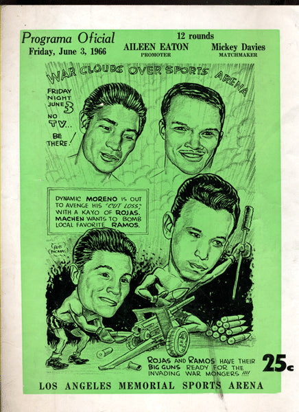 ROJAS, RAUL-PAJARITO MORENO OFFICIAL PROGRAM (1966)