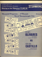 OLIVARES, RUBEN-CHUCHO CASTILLO I OFFICIAL PROGRAM (1970)