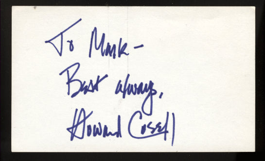 COSELL, HOWARD INK SIGNED INDEX CARD