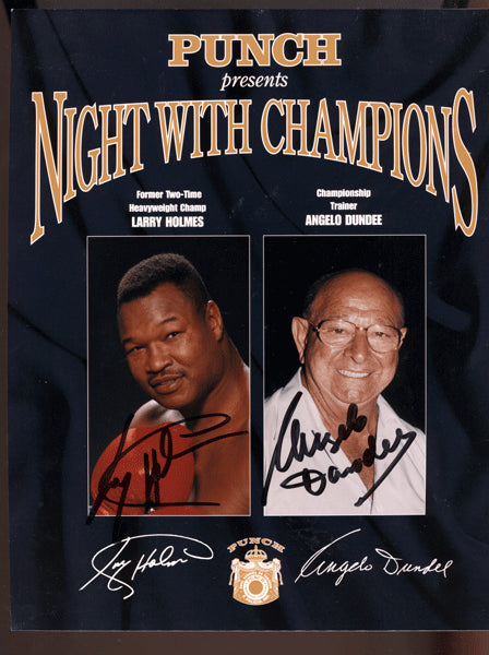 HOLMES, LARRY & ANGELO DUNDEE SIGNED PHOTO