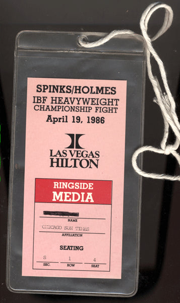 HOLMES, LARRY-MICHAEL SPINKS II MEDIA CREDENTIAL (1986)