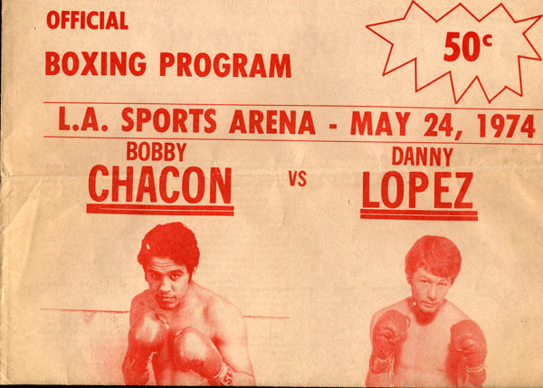 CHACON, BOBBY-DANNY "LITTLE RED" LOPEZ OFFICIAL PROGRAM (1974)