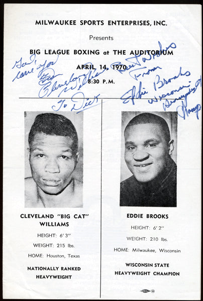 WILLIAMS, CLEVELAND-EDDIE BROOKS SIGNED OFFICIAL PROGRAM (1970-SIGNED BY BOTH)