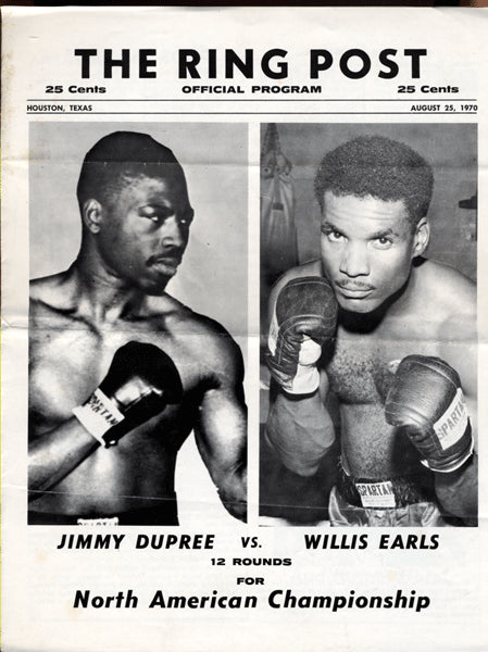 DUPREE, JIMMY-WILLIS EARLS OFFICIAL PROGRAM (1970)