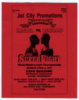 LEONARD, SUGAR RAY-MARVIN HAGLER ADVERTISING CLOSED CIRCUIT FLYER (1987)