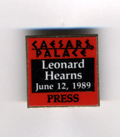 LEONARD, SUGAR RAY-TOMMY HEARNS II PRESS PIN (1989)