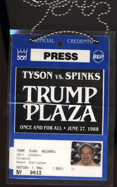 TYSON, MIKE-MICHAEL SPINKS PRESS CREDENTIAL (1988)
