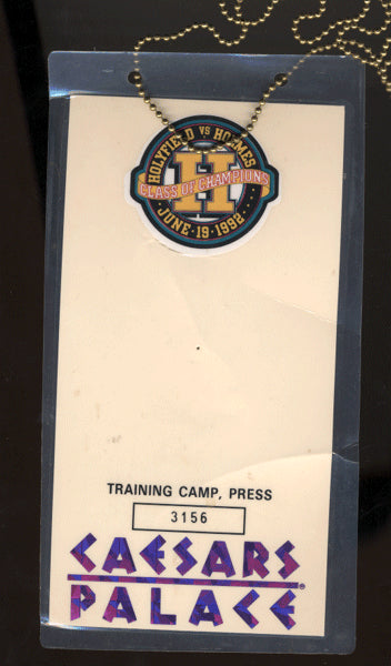 HOLYFIELD, EVANDER-LARRY HOLMES TRAINING CAMP CREDENTIAL (1992)