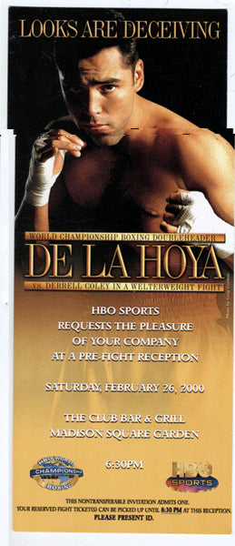 DE LA HOYA, OSCAR-DERREL COLEY HBO PRE FIGHT INVITATION (2000)