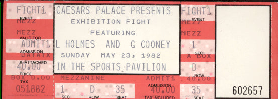 HOLMES, LARRY-GERRY COONEY EXHIBITION FULL TICKET (1982)