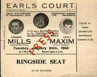 MAXIM, JOEY-FREDDIE MILLS STUBLESS TICKET (1950)