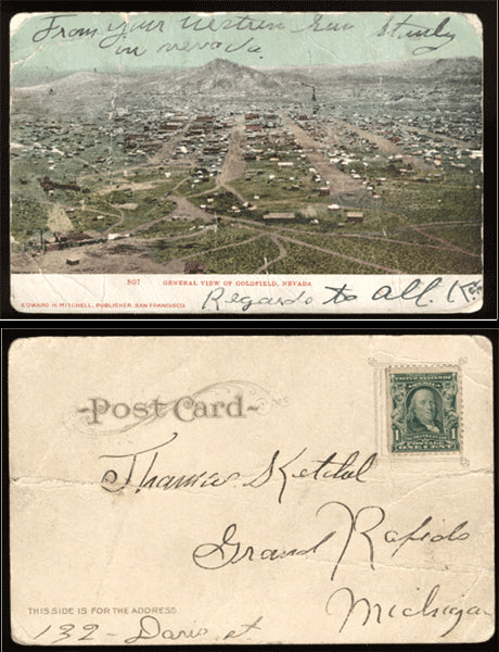 KETCHEL, STANLEY HAND WRITTEN POSTCARD
