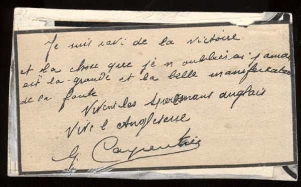 Carpentier,Georges Vintage Signed Note