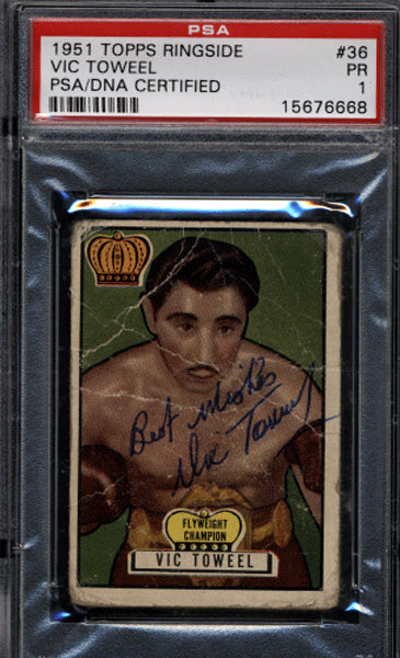 Toweel,Vic Signed 1951 Topps Ringside Card PSA