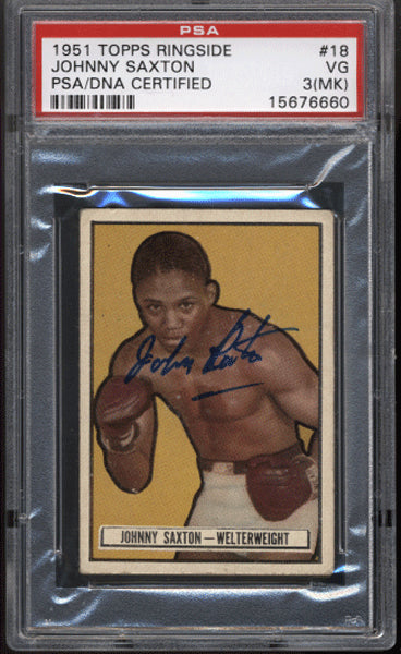 SAXTON, JOHNNY SIGNED 1951 TOPPS RINGSIDE CARD (PSA/DNA)