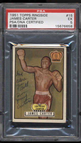 CARTER, JIMMY SIGNED 1951 TOPPS RINGSIDE CARD (PSA/DNA) – JO Sports Inc.