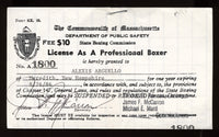 Arguello,Alexis Massachusetts Boxing License  1985-6