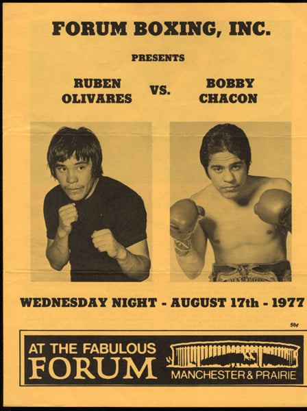 CHACON, BOBBY-RUBEN OLIVARES OFFICIAL PROGRAM (1977)