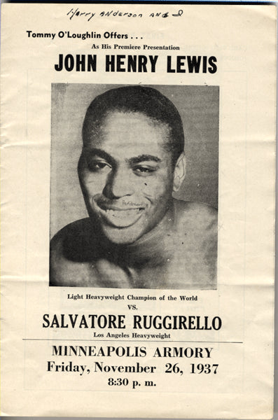 LEWIS, JOHN HENRY-SALVATORE RUGGIRELL OFFICIAL PROGRAM (1937)