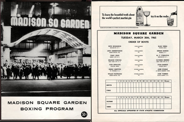 TORRES, JOSE-WILLIE PASTRANO & EMILE GRIFFITH-JOSE STABLE OFFICIAL PROGRAM (1965)