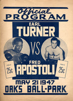 APOSTOLI, FRED-EARL TURNER OFFICIAL PROGRAM (1947)