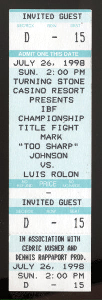 Johnson,Mark-Rolon Official Full Ticket  1998