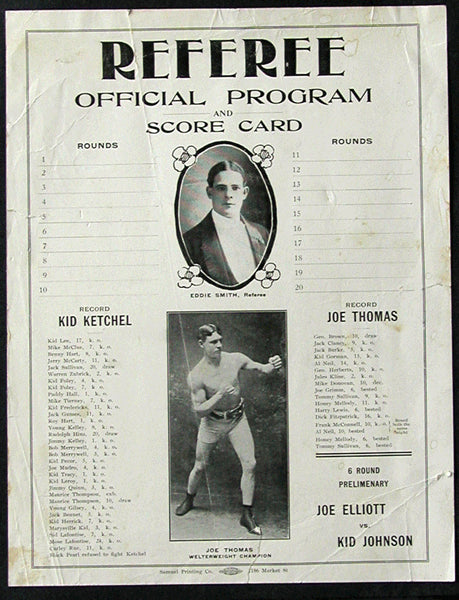 KETCHEL, STANLEY-JOE THOMAS I OFFICIAL PROGRAM (1907)