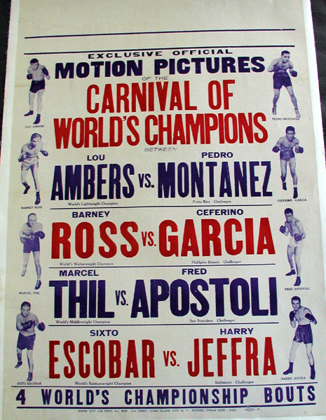 CARNIVAL OF CHAMPIONS FIGHT FILM POSTER (1937-AMBERS, ROSS, MONTANEZ, THIL, GARCIA)