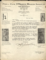 O'BRIEN, PHILADELPHIA JACK SIGNED LETTER (1929)