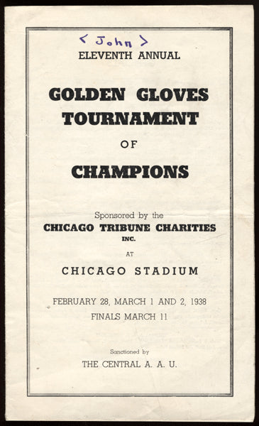 1938 Chicago Golden Gloves Program (Ezzard Charles)