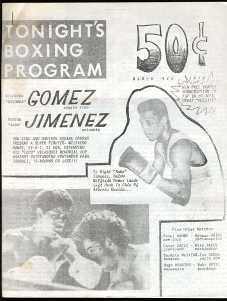 Gomez,Wilfredo-Jimenez Souvenir Program  1979