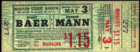 BAER, BUDDY-NATHAN MANN FULL UNUSED TICKET (1940)