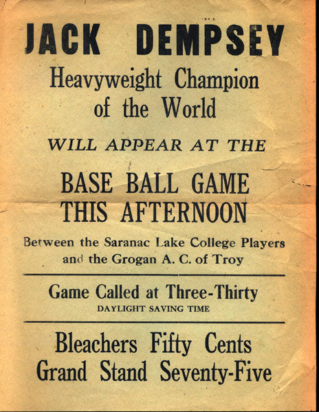 DEMPSEY, JACK ORIGINAL BROADSIDE (AS CHAMPION)