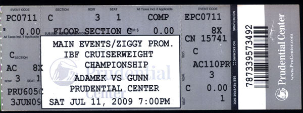 ADAMEK, TOMASZ-BOBBY GUNN OFFICIAL FULL TICKET (2009)