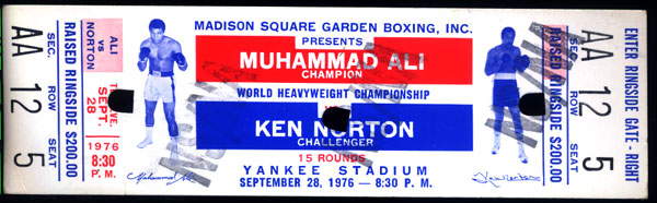 ALI, MUHAMMAD-KEN NORTON ORIGINAL FULL TICKET