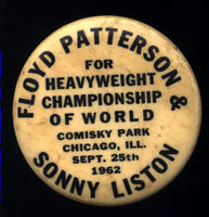 LISTON, SONNY-FLOYD PATTERSON I SOUVENIR PINBACK (1962)