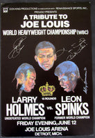 HOLMES, LARRY-LEON SPINKS SIGNED ON SITE POSTER (1981)