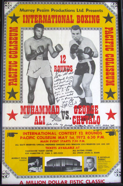 ALI, MUHAMMAD-GEORGE CHUVALO II SIGNED ON SITE POSTER (1972)