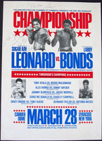 LEONARD, SUGAR RAY-LARRY BONDS VINTAGE SIGNED ON SITE POSTER (1981)