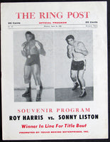 LISTON, SONNY-ROY HARRIS OFFICIAL PROGRAM (1960)