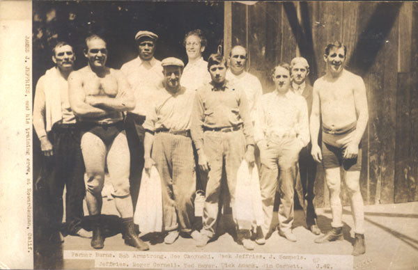 JEFFRIES, JAMES J. TRAINING CAMP REAL PHOTO POSTCARD (FOR JOHNSON FIGHT)