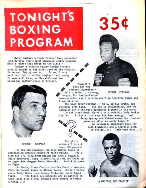 FOREMAN, GEORGE-GEORGE CHUVALO SOUVENIR PROGRAM (1970)