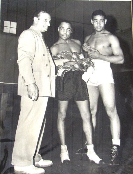 ARMSTRONG, HENRY-JOE LOUIS & NAT FLEISCHER LARGE FORMAT PHOTOGRAPH